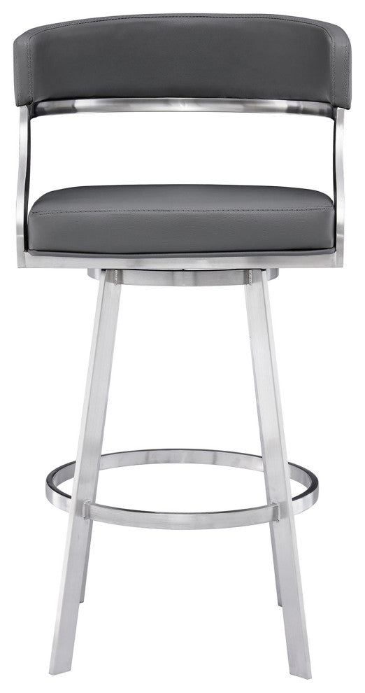 Saturn Contemporary 30" Bar Height Barstool in Brushed Stainless Steel Finish