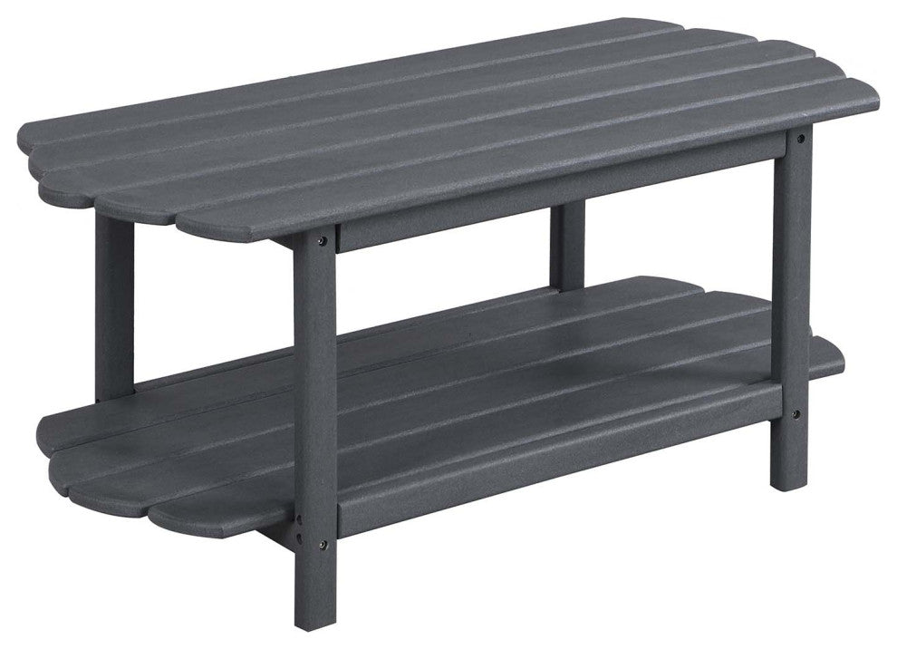 2 Tier Patio Table, Adirondack Outdoor Coffee Table for Backyard Pool, Gray