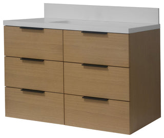 Oslo 42" Floating Wall Mounted Bathroom Vanity, Blonde, Matte White
