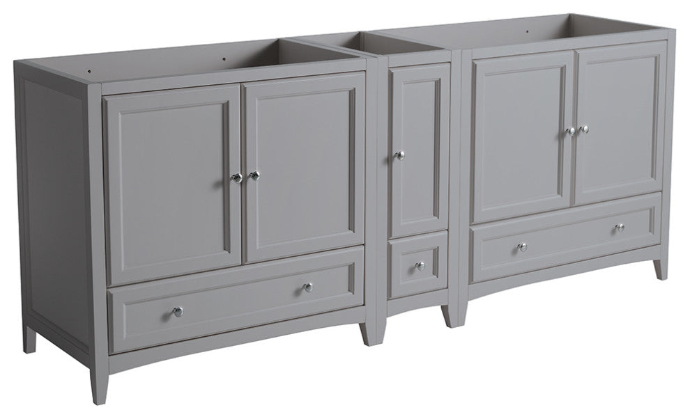 Oxford Traditional Double Sink Bathroom Cabinet, Gray, 83"-84"