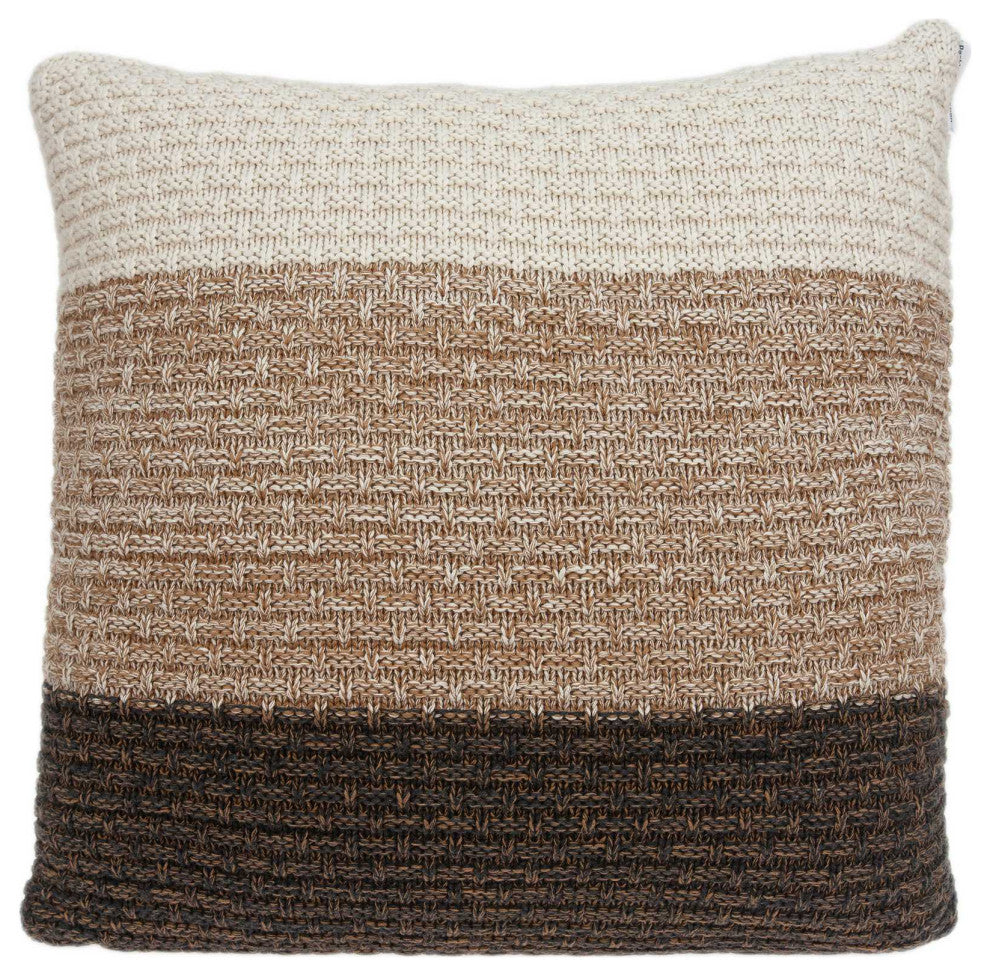 HomeRoots 20" x 0.5" x 20" Transitional Brown And Coffee Cotton Pillow Cover