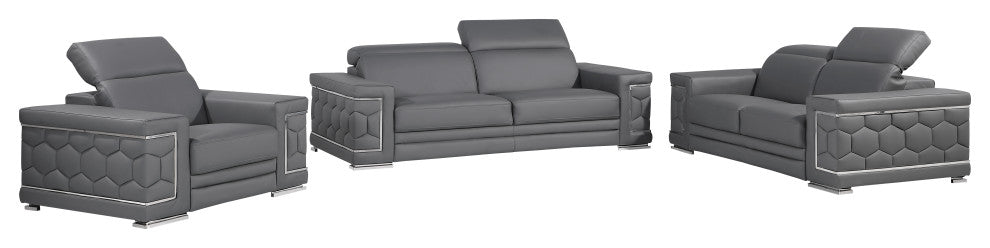 Oliver Genuine Leather, 3-Piece Set, Grey