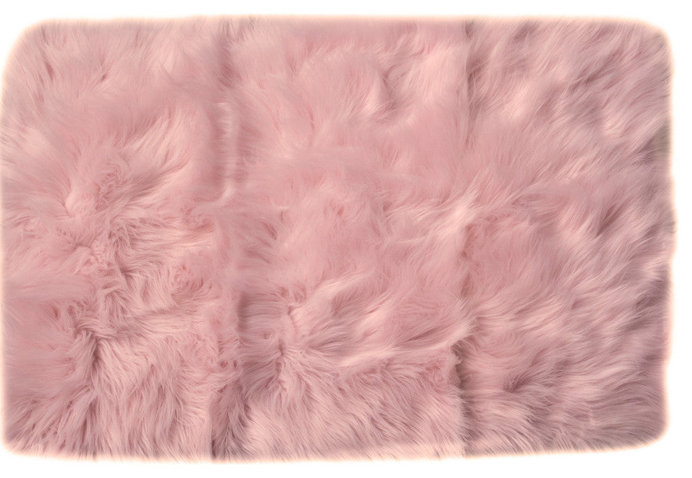 Plush and Soft Faux Sheepskin Fur Shag Area Rug, Dusty Rose, 3' X 5'