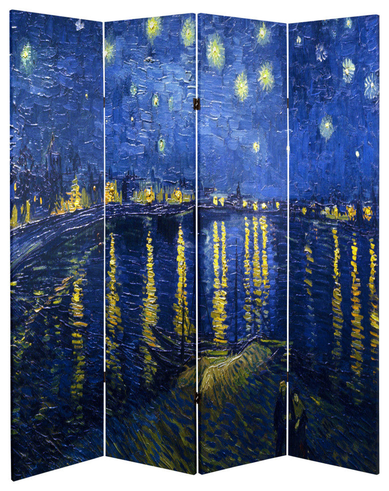 6' Tall Double Sided Works of Van Gogh Canvas Room Divider