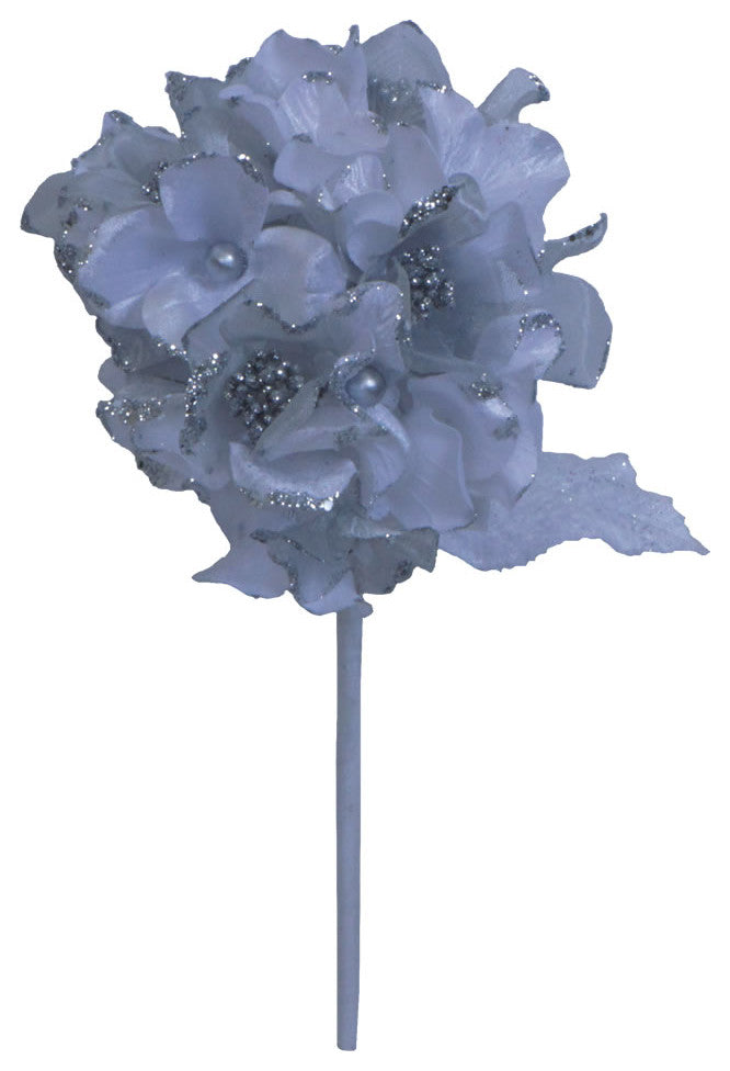 Vickerman O146701 29" White Velvet Hydrangea Artificial Christmas Pick