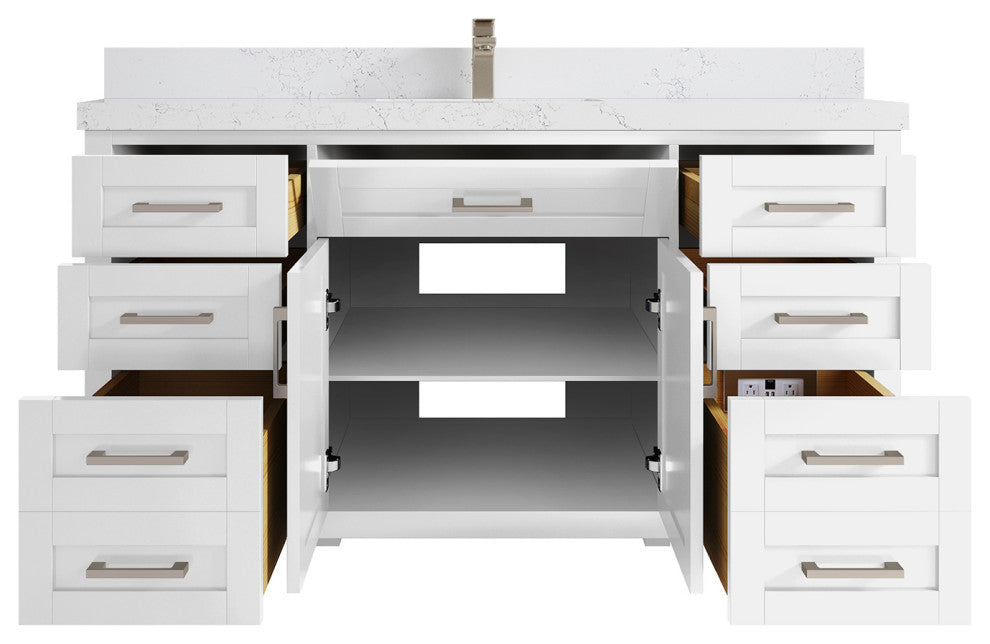 Cambridge 60 Single Bathroom Vanity in White 2" Empira Quartz