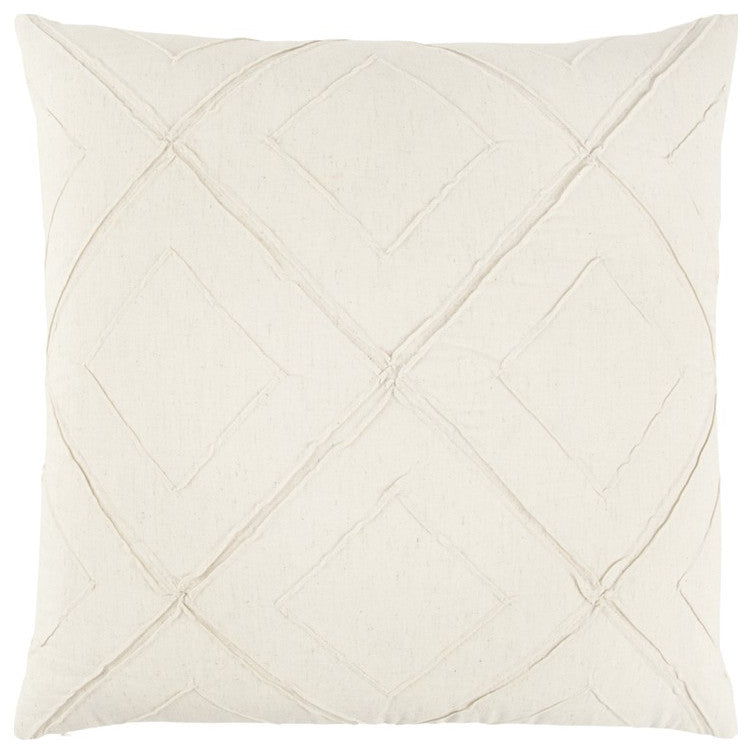 Ivory Pin Tuck Diamond Pattern Throw Pillow