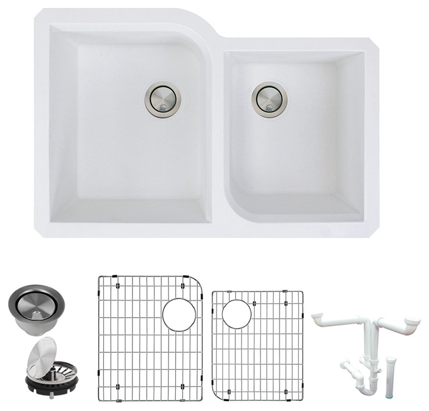 Radius Granite 31-in Undermount Kitchen Sink Kit in White
