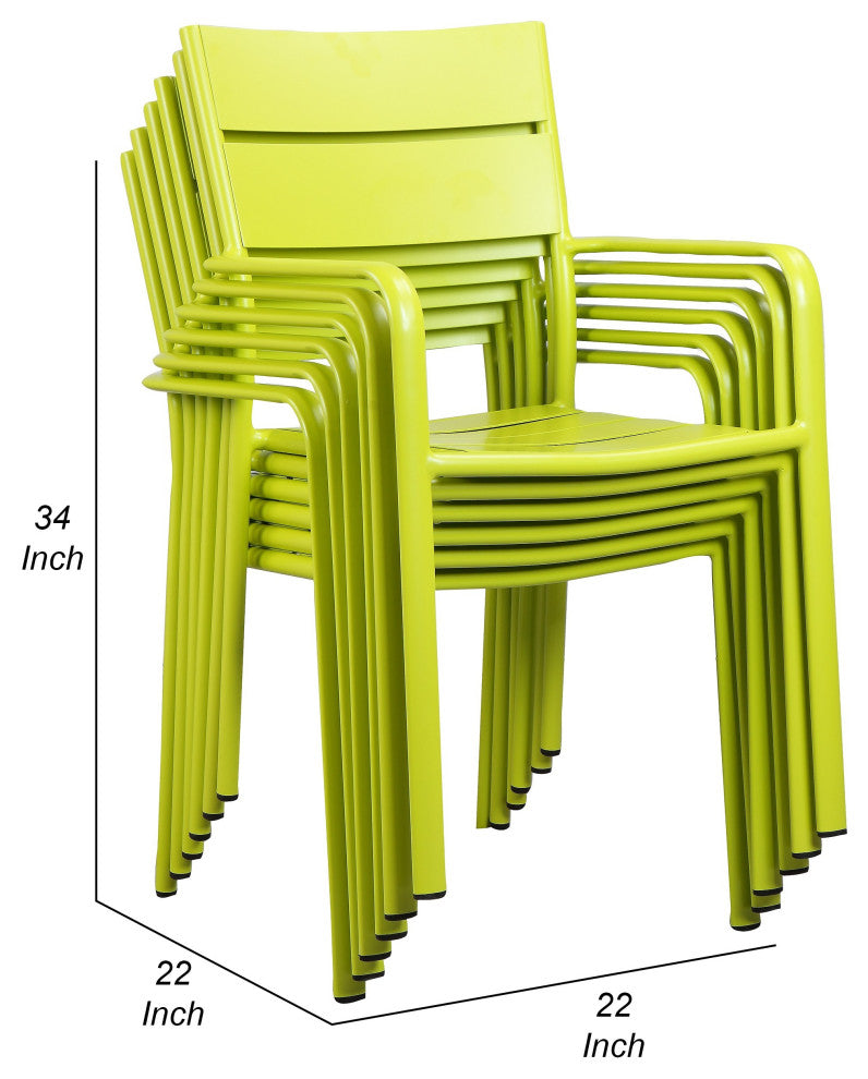 Benzara BM287745 Meta 22" 6 Piece Dining Chair Set, Green Aluminum Frame