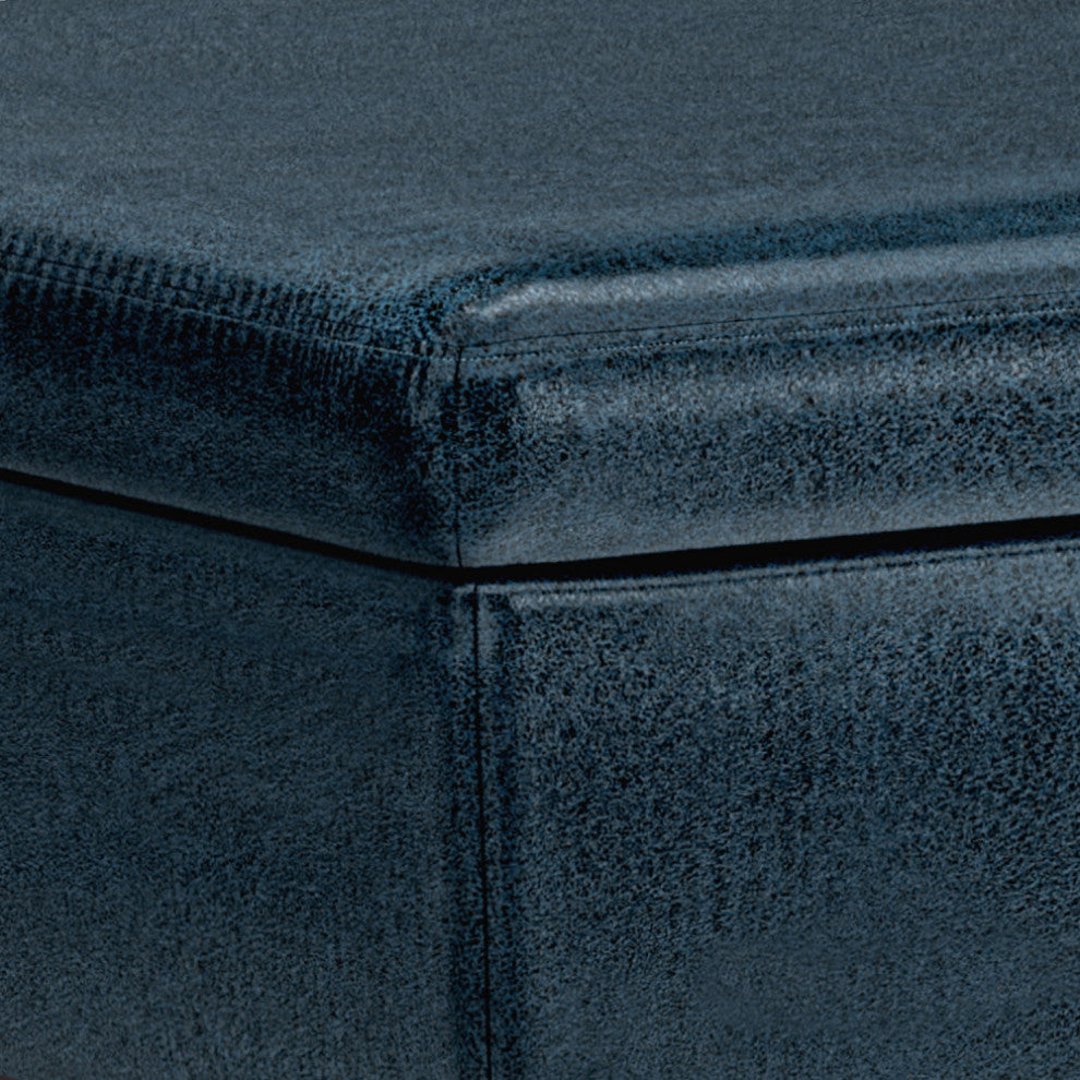 Owen Coffee Table Storage Ottoman, Distressed Dark Blue