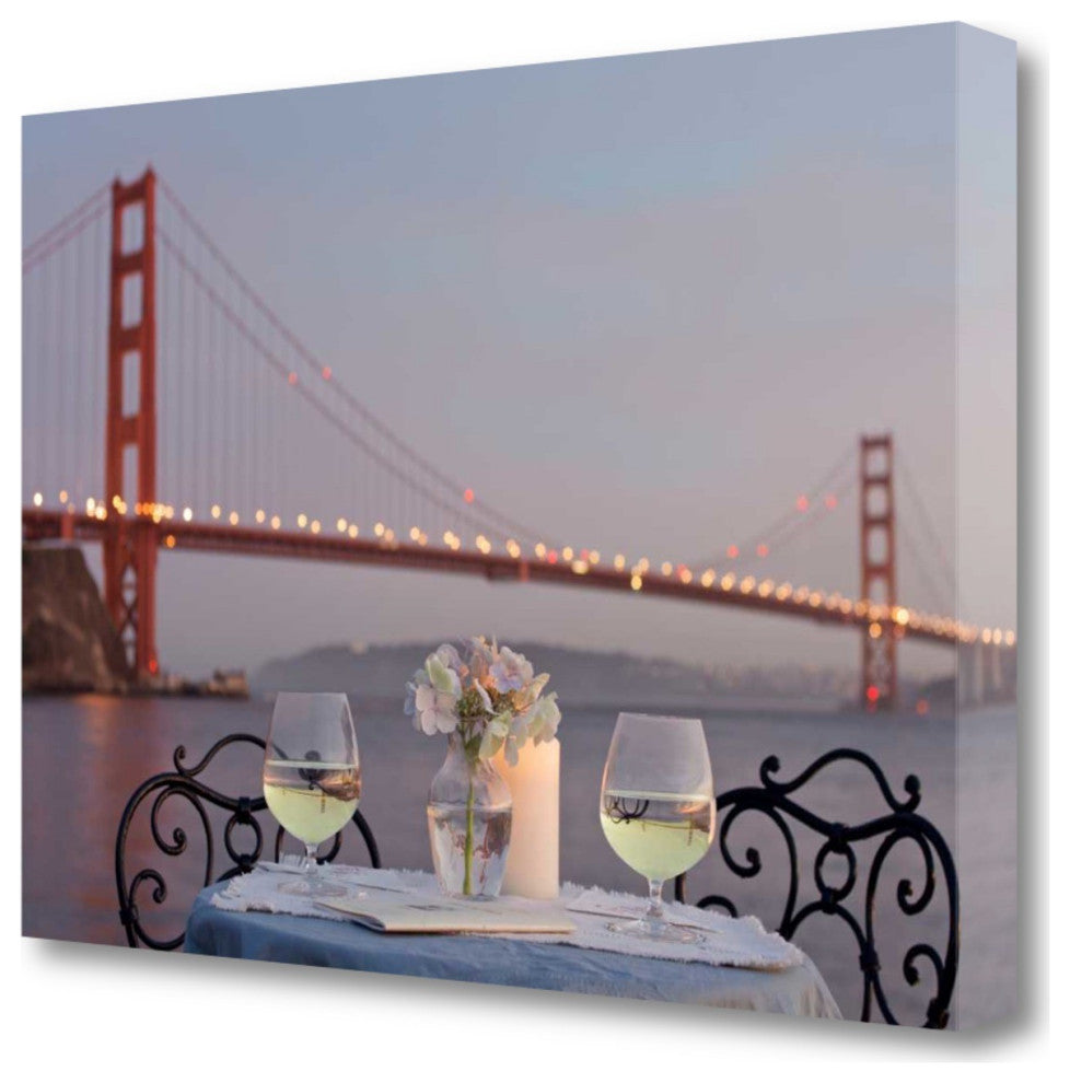 Candle Lit Night For Two Golden Gate Bridge 1 Giclee Wrap Canvas Wall Art