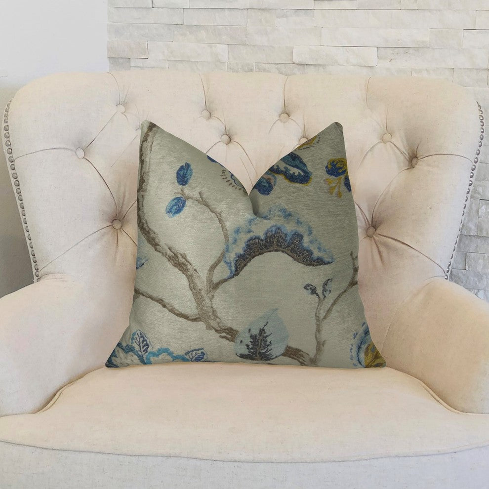 Elyssa Navy Brown and Cream Handmade Luxury Pillow, 26"x26"