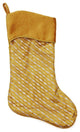 20" Glitter Striped Christmas Stocking With Shadow Velveteen Cuff, Gold