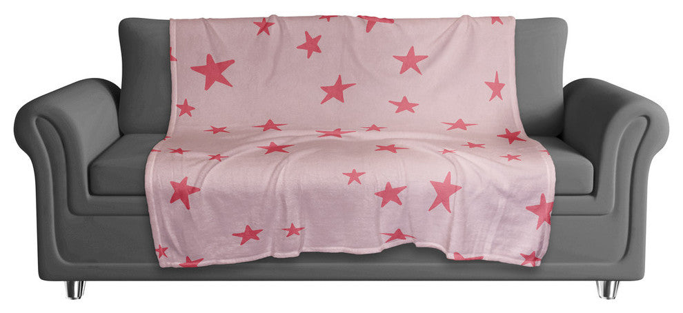 Pink Stars Pattern 50x60 Coral Fleece Blanket