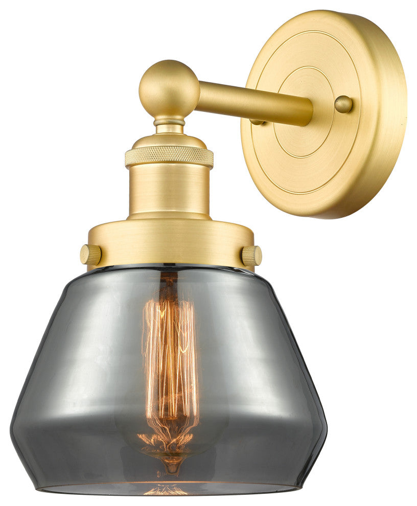 Fulton 1-Light 7" Sconce, Satin Gold, Plated Smoke
