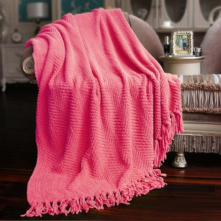 Tweed Knitted Throw Blanket, Camellia Rose, 50"x60"