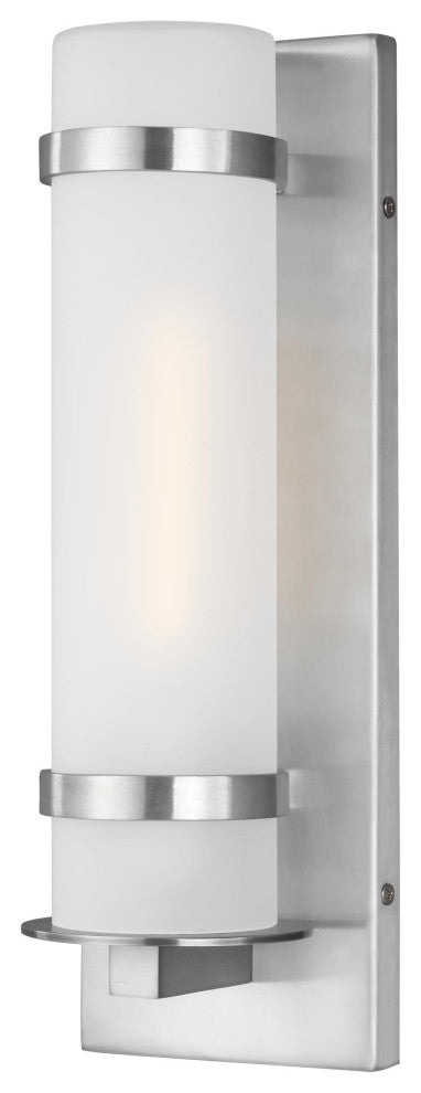 Alban Small 1-Light Outdoor Wall Lantern, Satin Aluminum