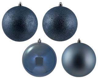 Vickerman 4.75" Periwinkle 4-Finish Ball Ornament Assortment, 4 per Box
