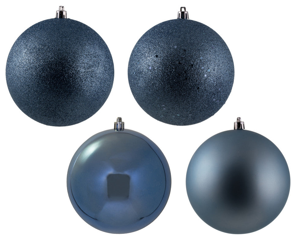 Vickerman 4.75" Periwinkle 4-Finish Ball Ornament Assortment, 4 per Box