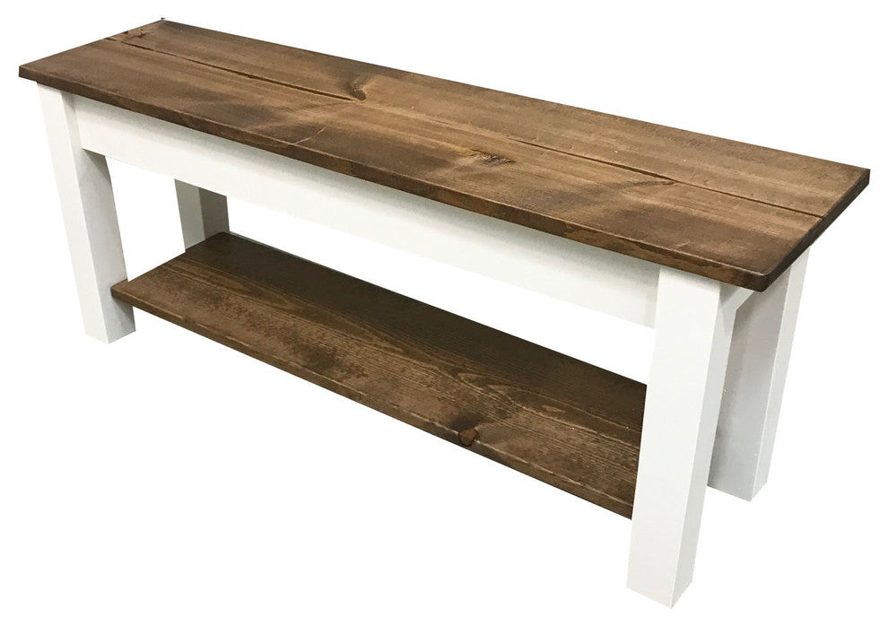 Olmsted Wood Bench With Shelf, 54"