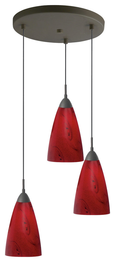 Art Glass 3-Light Multi-Light Pendant, Nova Glass, Matte Black