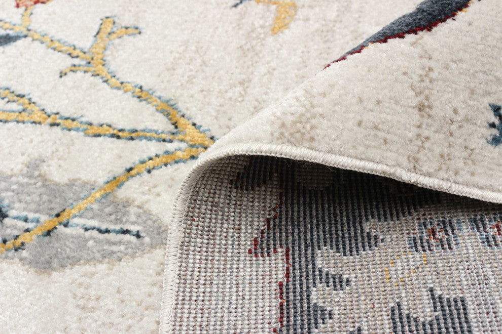 Aqua Pine Area Rug, Ivory, 6'x9'