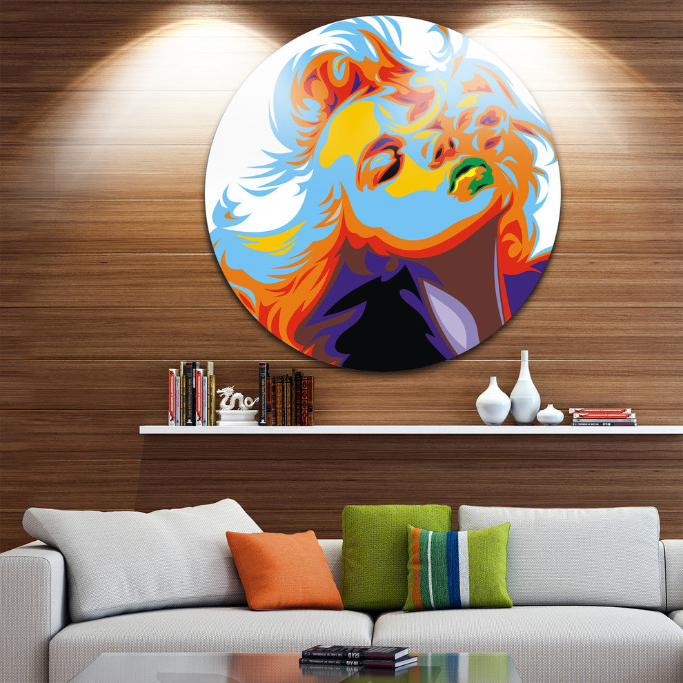 Blonde Girl Art, Vector Art Disc Metal Wall Art, 36"
