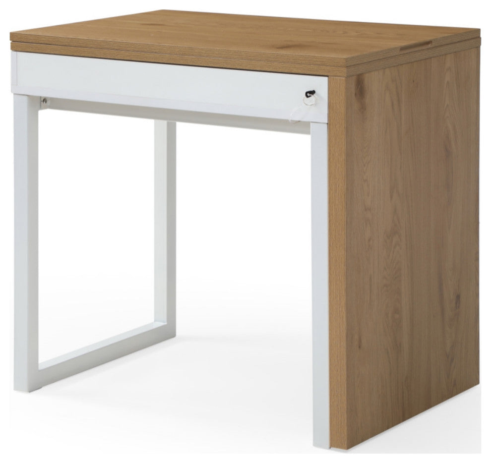 Loft Lyfe Arwen Desk, Extendable, Space Saving Design, Natural/White