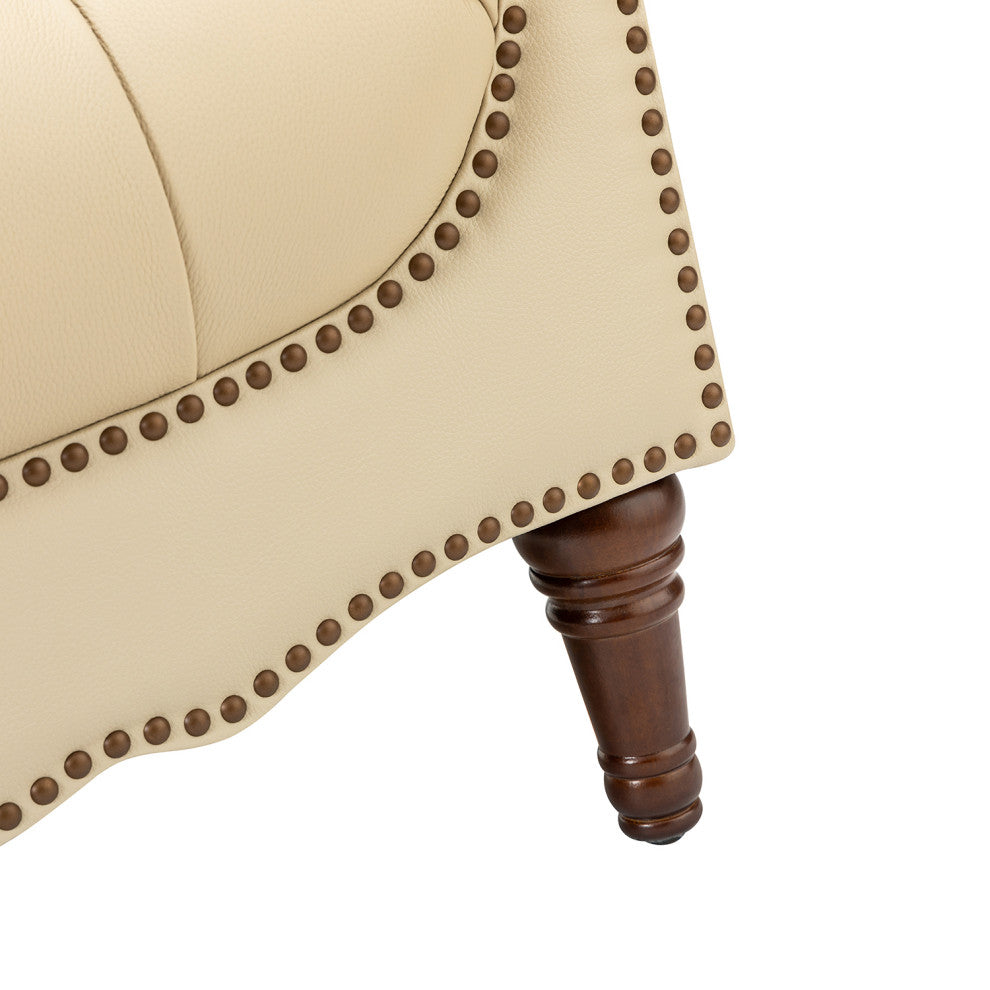 Bertram Genuine  Leather Armchair, Beige