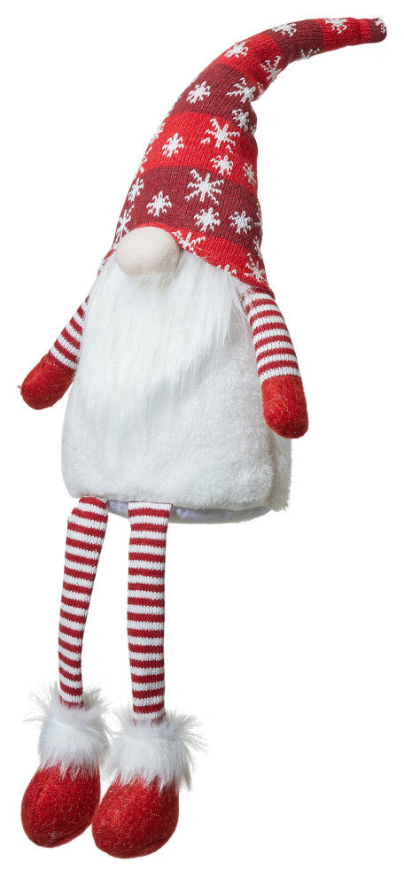 28"H Fabric Christmas Gnome Shelf Sitter With Dangling Legs