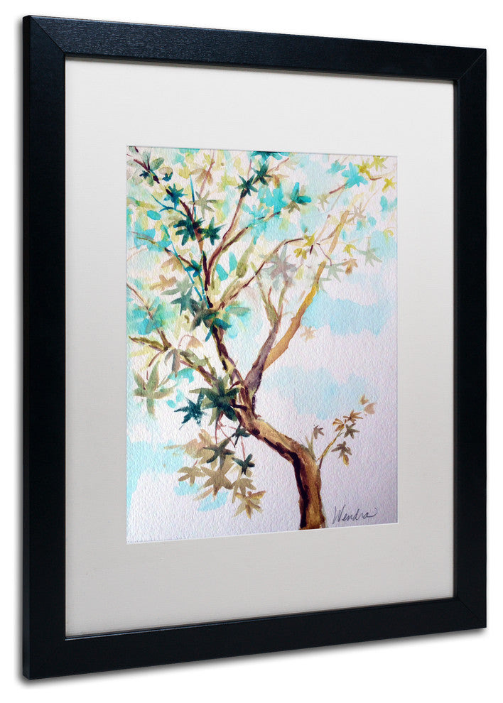 Wendra ''Blue Maple'' Matted Framed Art, Black Frame, White Mat, 16x20