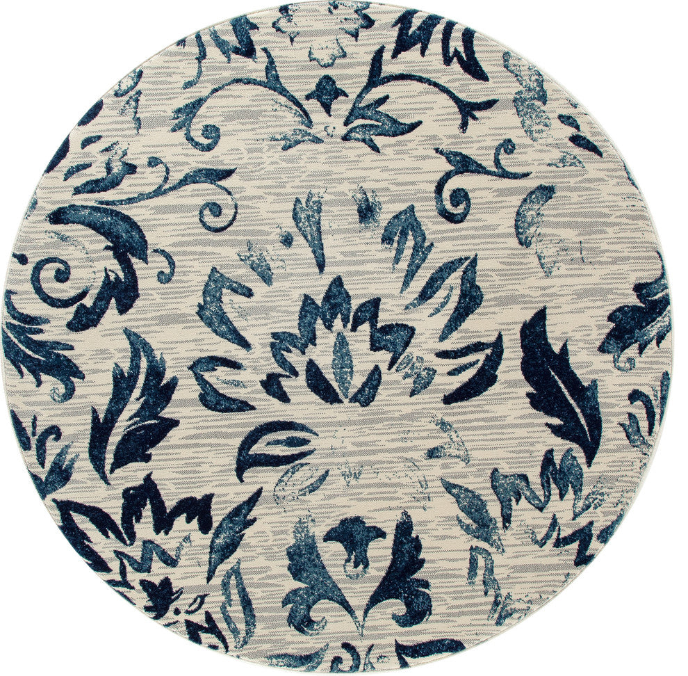 Bastille Faded Beauty Area Rug, Navy, 7'10" Round