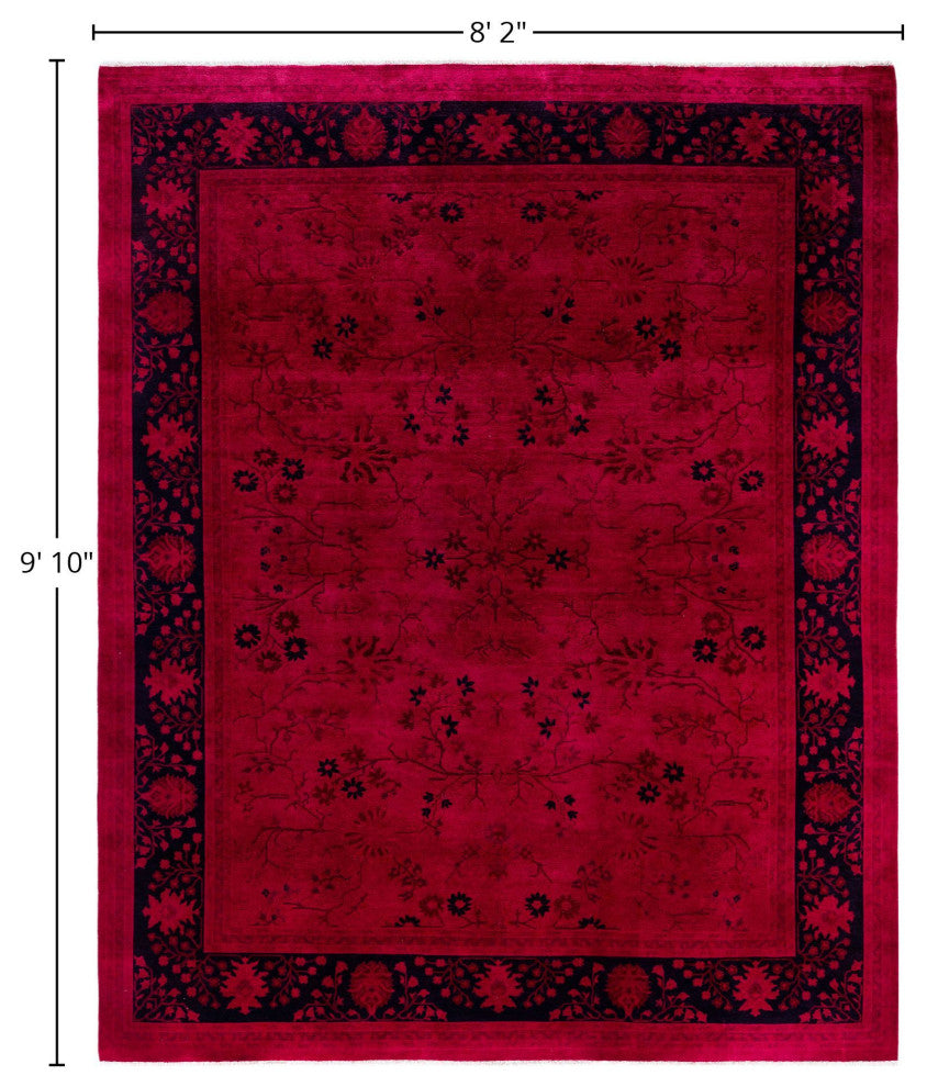 Overdyed One-of-a-Kind Hand-Knotted Area Rug Pink, 8' 2" x 9' 10"