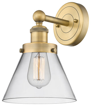 Large Cone 1-Light 7" Sconce, Brushed Brass Finish, Clear Shade