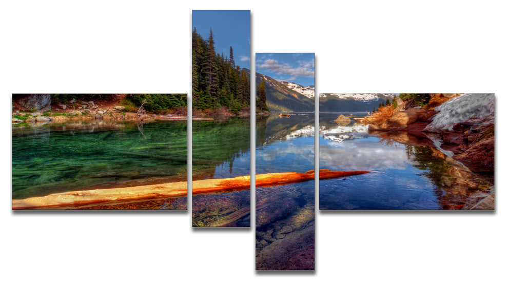 Floating Lake in Mountain Lake, Large Landscape Canvas Print, 60"x32", 4 panels