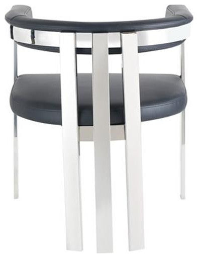 Modrest Pontiac 19" Modern Vegan Leather & Stainless Steel Dining Chair in Black