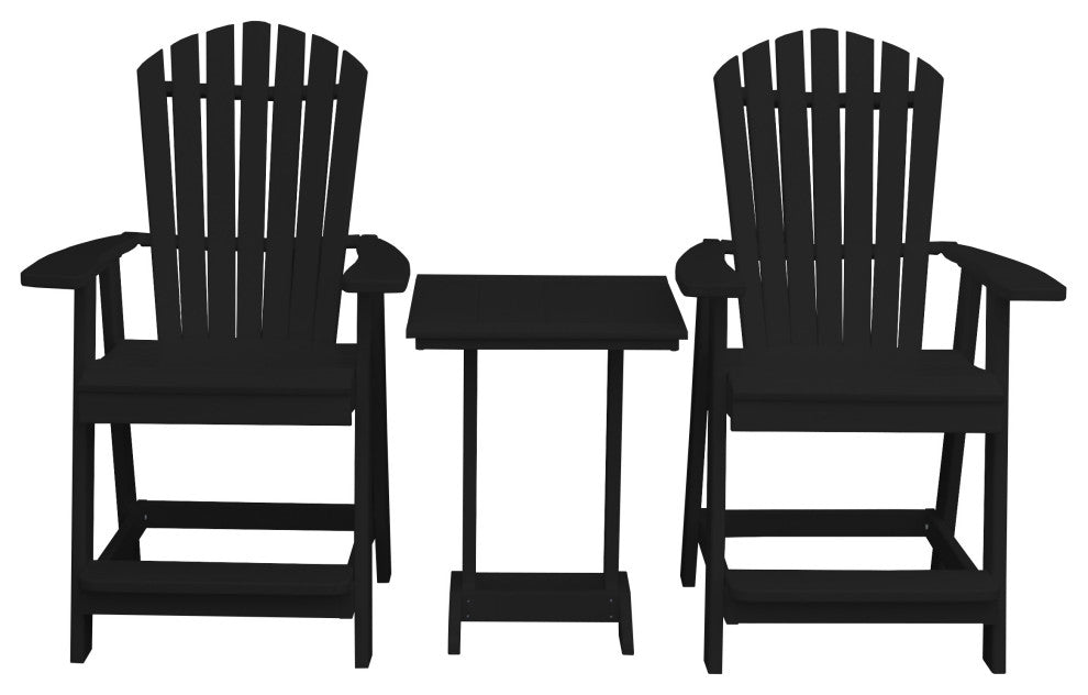 Poly Lumber Adirondack Chair with Arms, Black, Counter Height