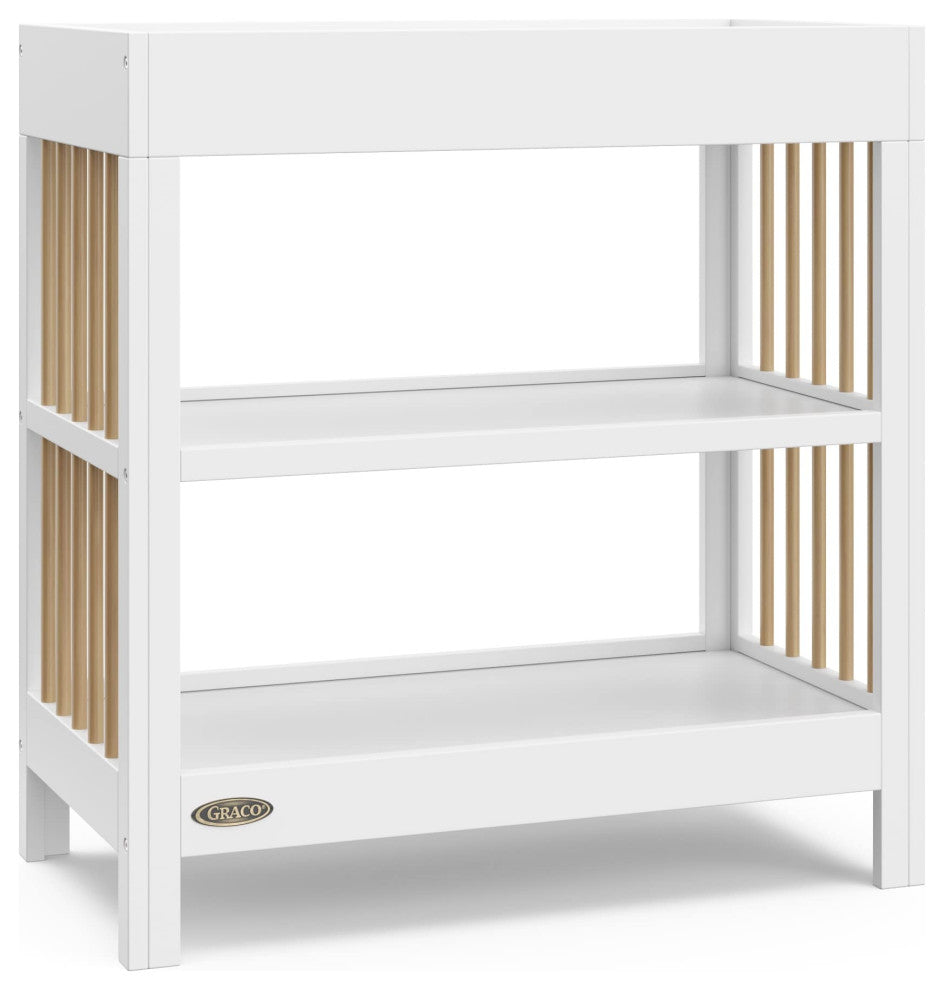 Graco Teddi Changing Table With Water-Resistant Changing Pad, White/Driftwood