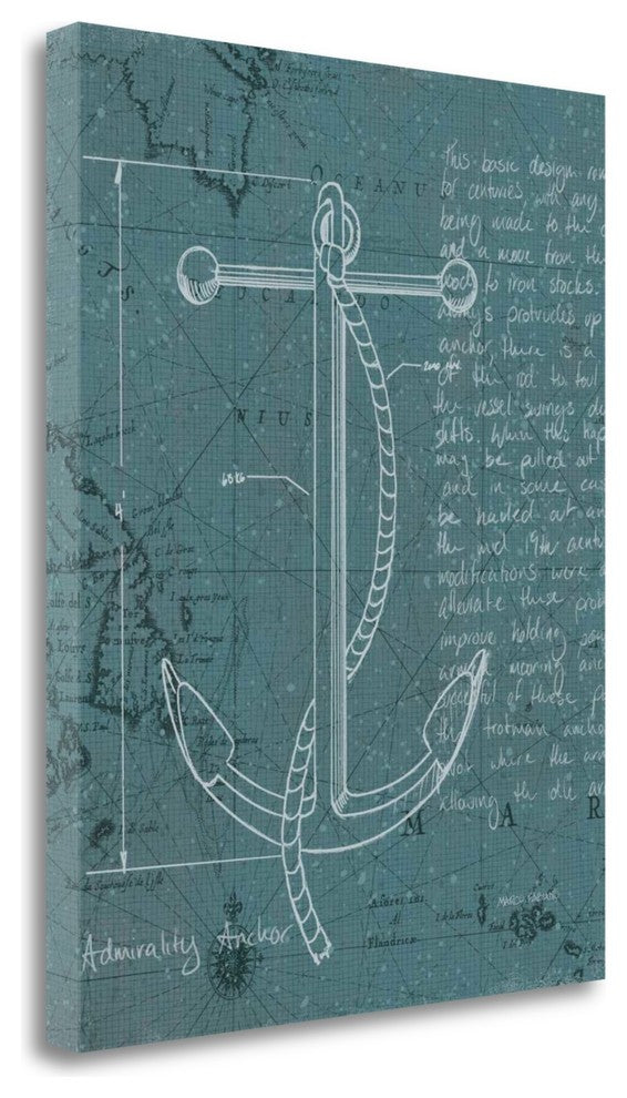 "Coastal Blueprint VIII Dark" By Marco Fabiano, Giclee on Gallery Wrap Canvas