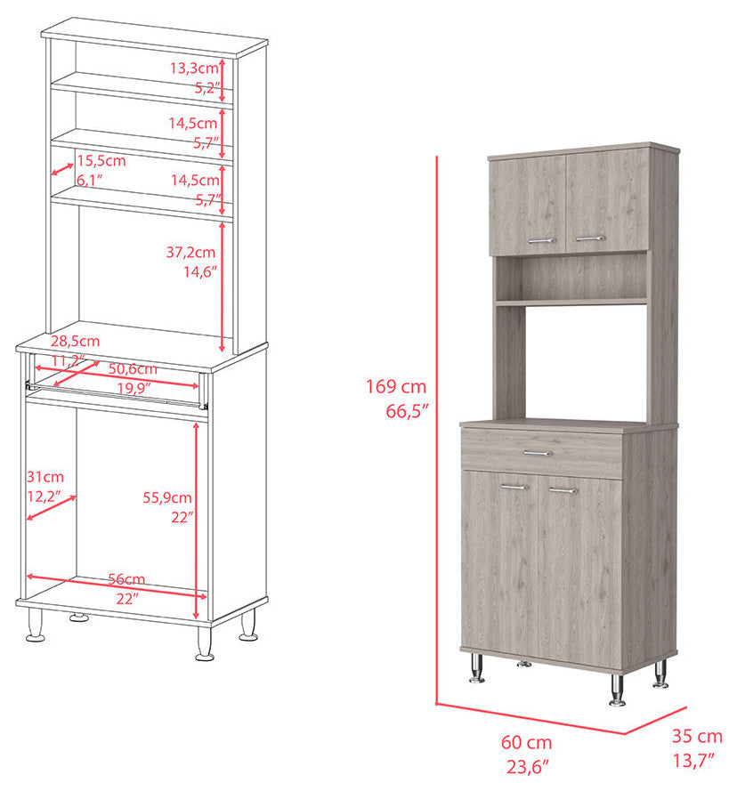 Pantry Piacenza, Kitchen, Light Gray