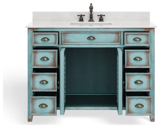 The Aurora Bathroom Vanity, Blue, 47", Single Sink, Freestanding