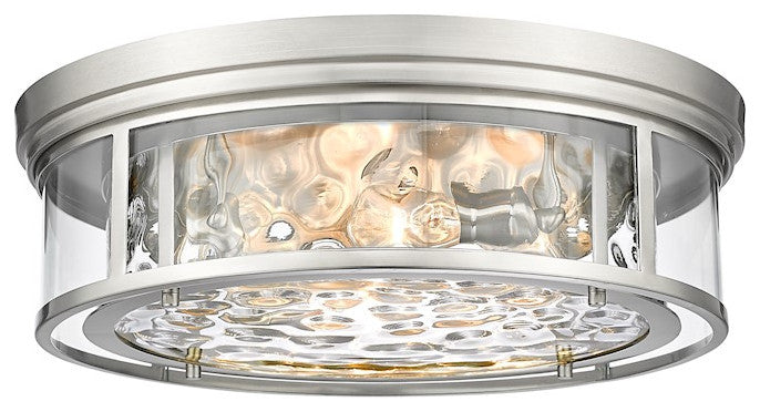 Zlite 493F4-BN 4-Light Flush Mount, Inner Clear Water & Outer Clear