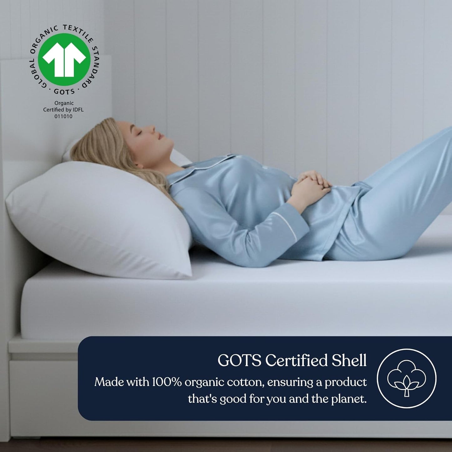 Delara Organic Cotton Waterproof Ultra Soft 300TC Mattress Protector, Full, 54"x75"