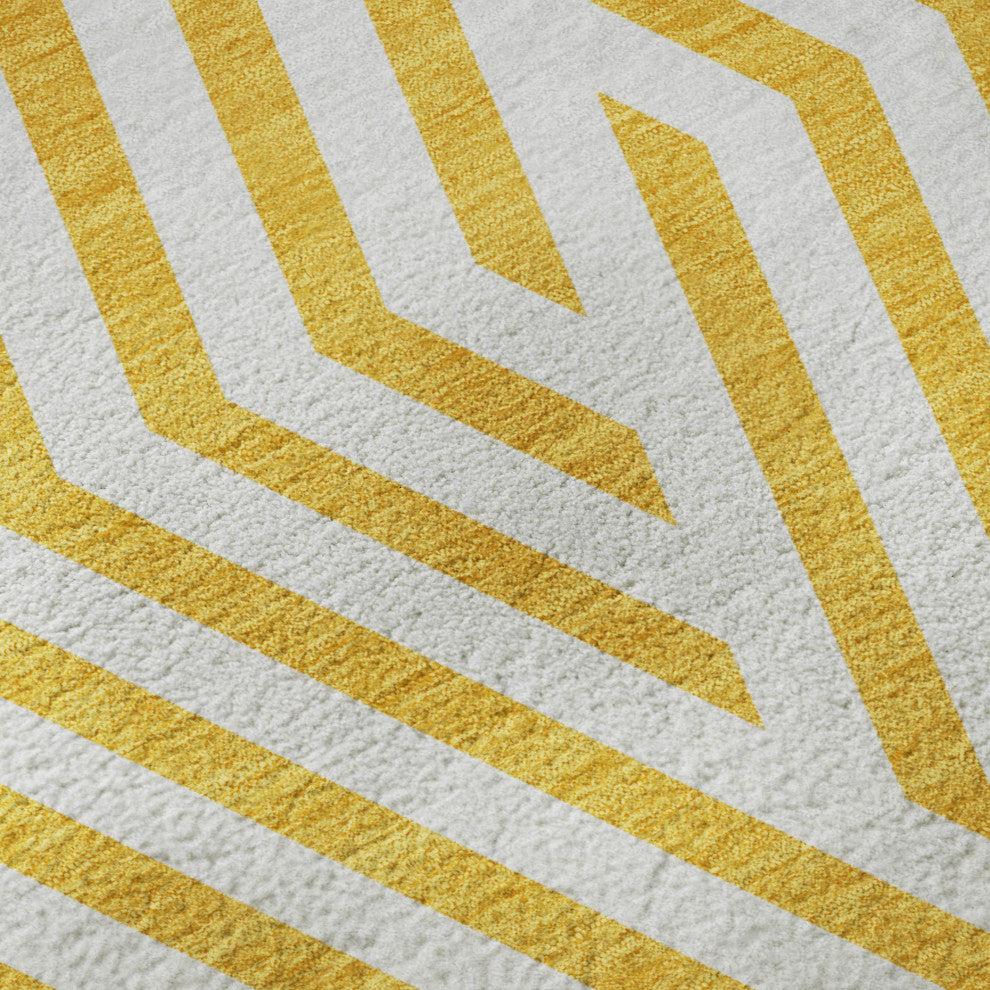 Premium Machine Washable Mayfield AMF550 Yellow 3' x 5' Rug