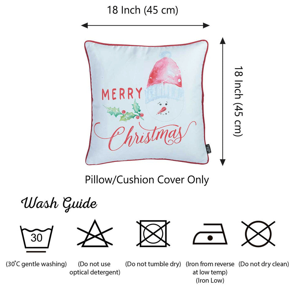 18"X18" Merry Christmas Printed Decorative Throw Pillow Cover