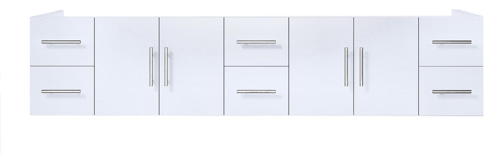 Geneva Transitional Glossy White 84" Vanity Cabinet Only