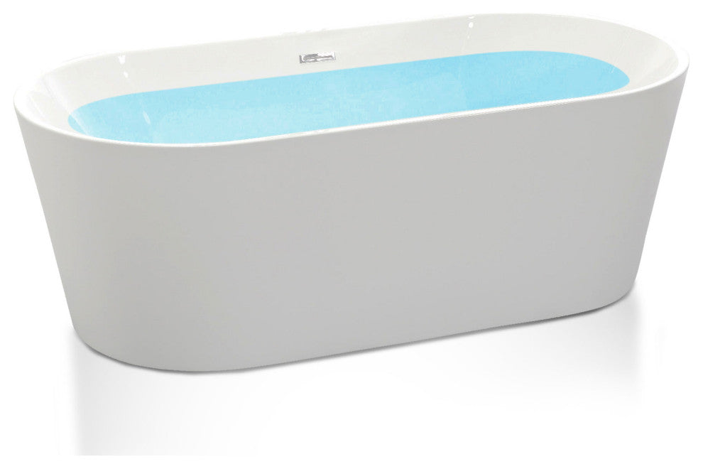 ANZZI Chand Series Freestanding Bathtub, White, 55 in.