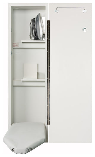 Deluxe Fixed Position Non-Electric Ironing Center, Raised White Door
