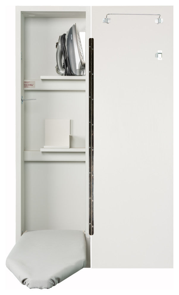 Deluxe Fixed Position Non-Electric Ironing Center, Raised White Door