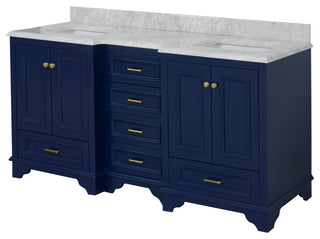 Nantucket 72" Double Bath Vanity, Royal Blue, Carrara Marble